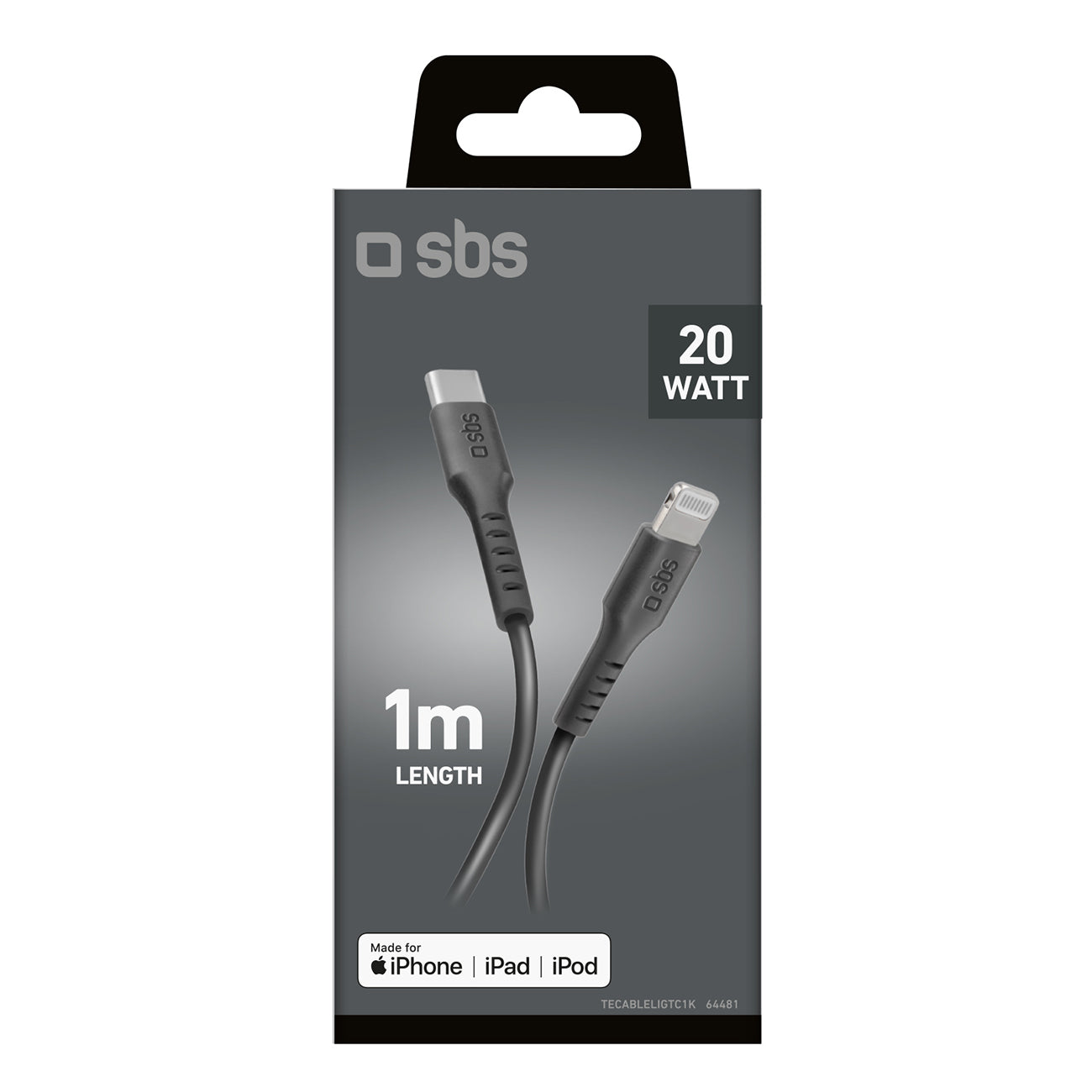 SBS TECABLELIGTC1K USB-C - Lightning laidas 1m - juodas