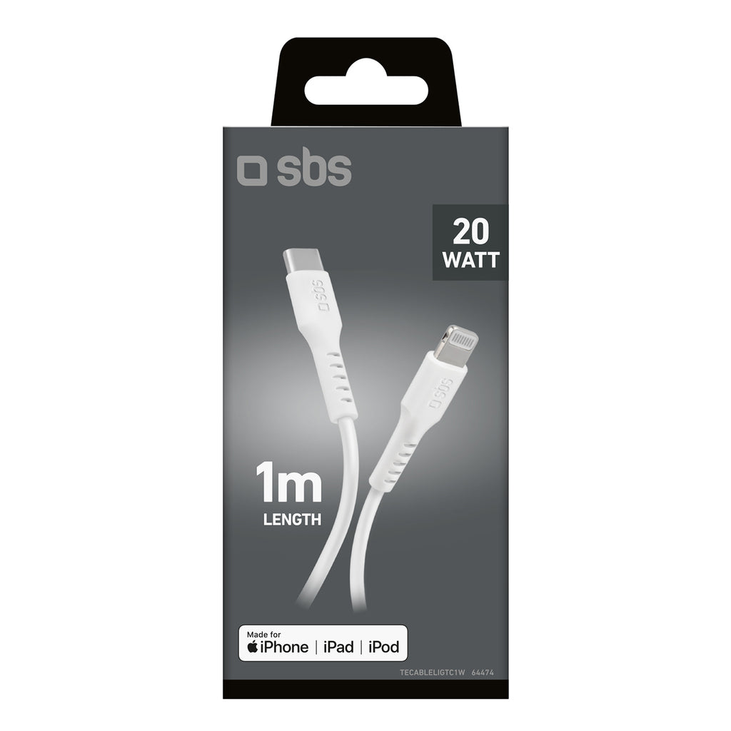 SBS TECABLELIGTC1W USB-C - Lightning laidas MFi Certified, 1m - baltas
