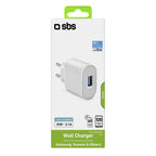 SBS TETR1USB2AWFAST 10W USB-A sieninis įkroviklis - baltas