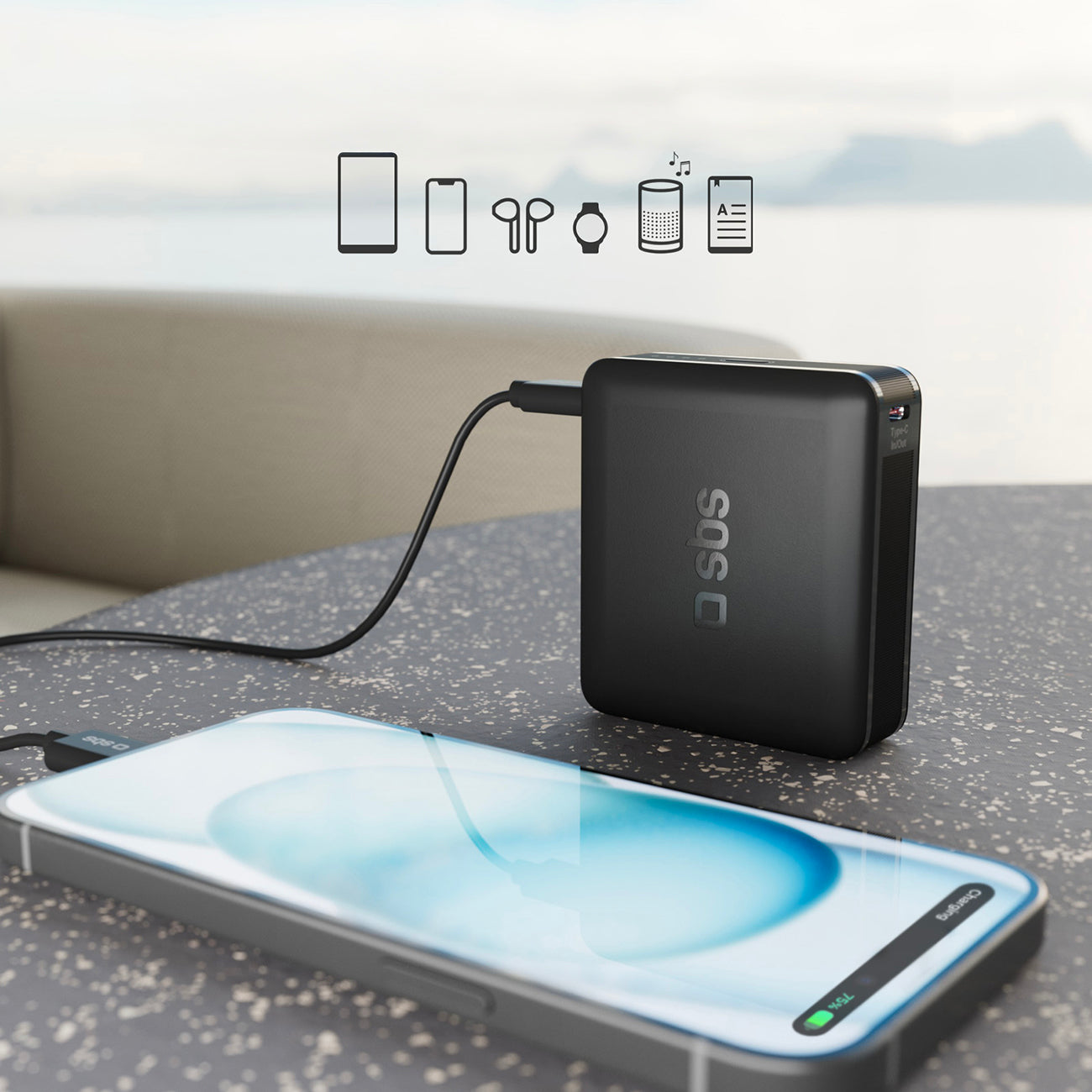 SBS išorinė baterija TEBB10000HDPD20K 10000 mAh su Power Delivery - juoda