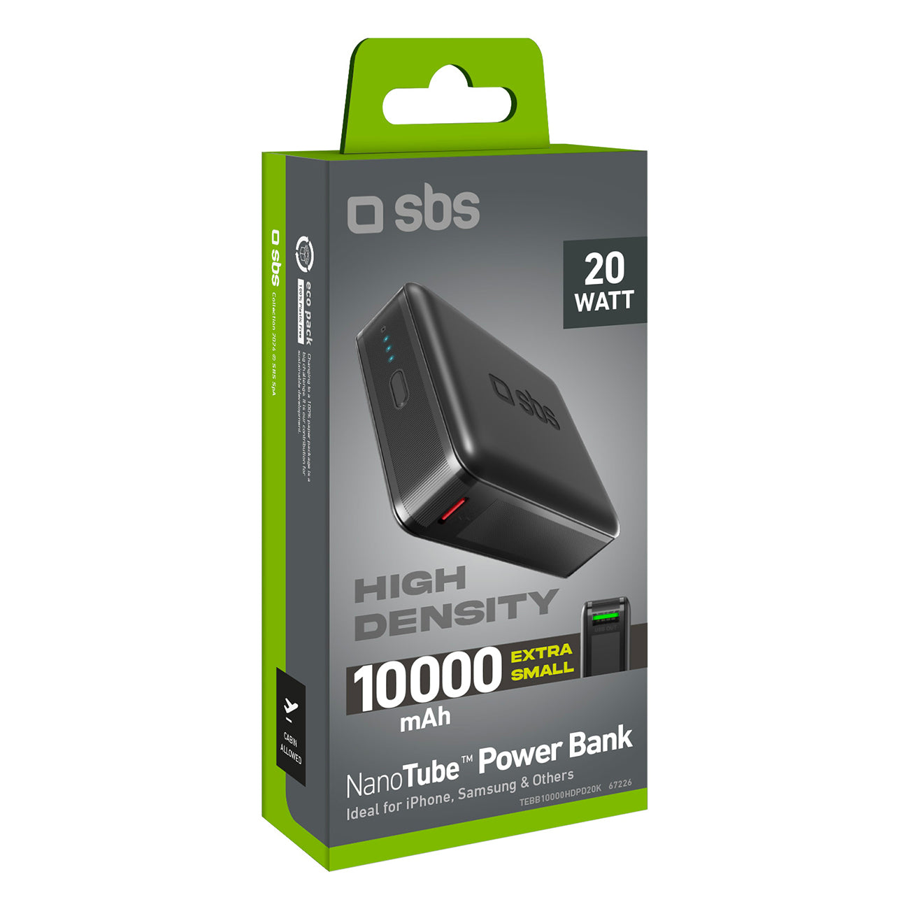 SBS išorinė baterija TEBB10000HDPD20K 10000 mAh su Power Delivery - juoda