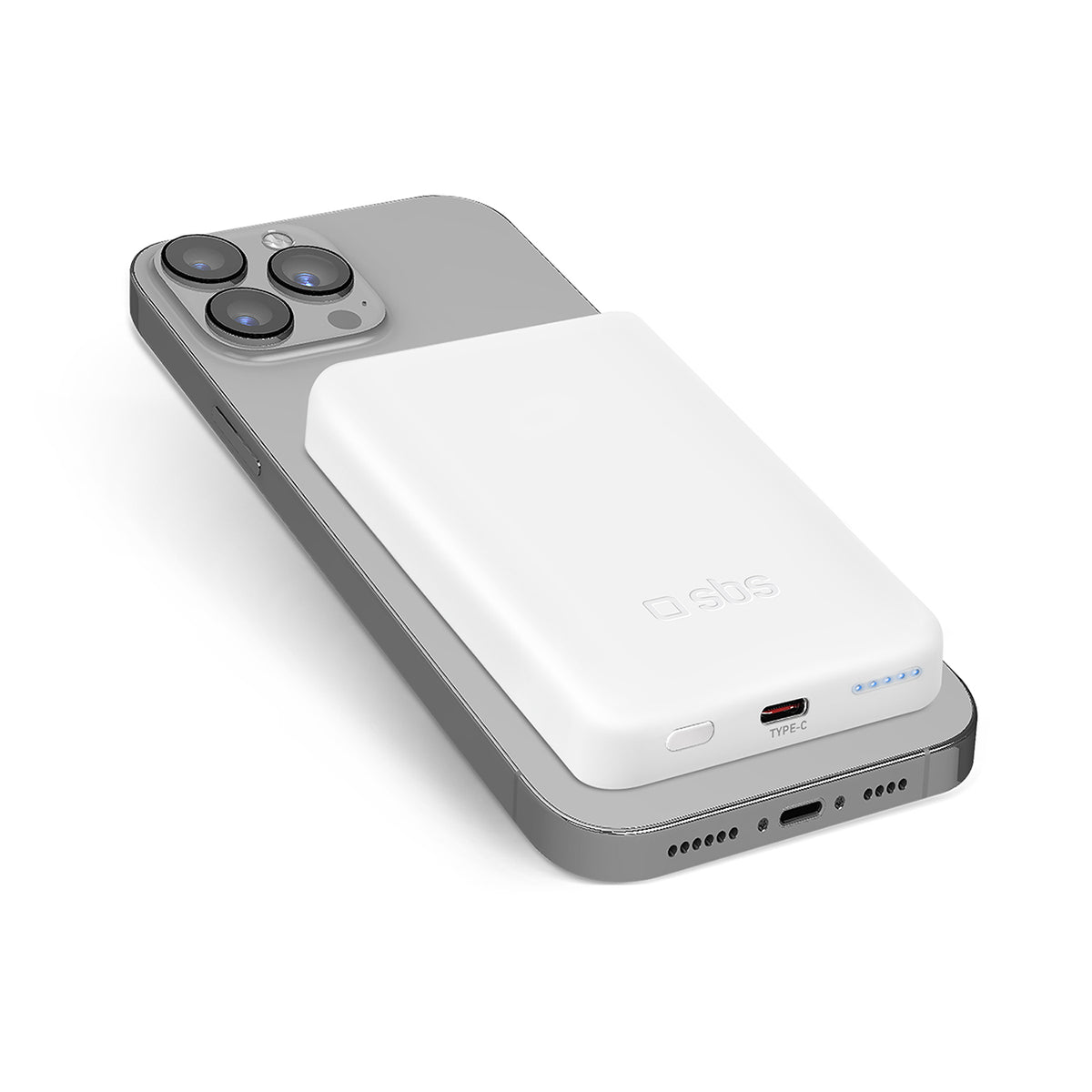 SBS išorinė baterija TEBB5000MAG1CW 5000 mAh USB-C, suderinama su MagSafe - balta