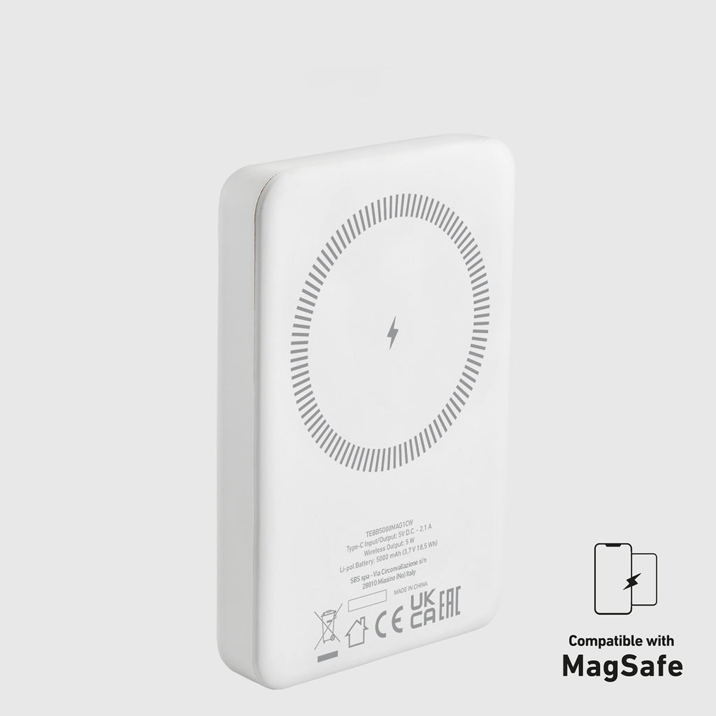 SBS išorinė baterija TEBB5000MAG1CW 5000 mAh USB-C, suderinama su MagSafe - balta