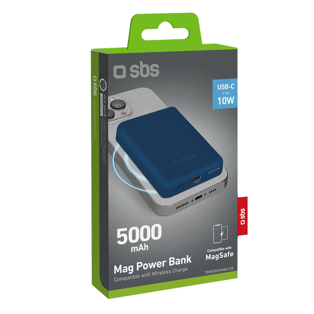 SBS išorinė baterija TEBB5000MAG1CB 5000 mAh suderinama su MagSafe - mėlyna