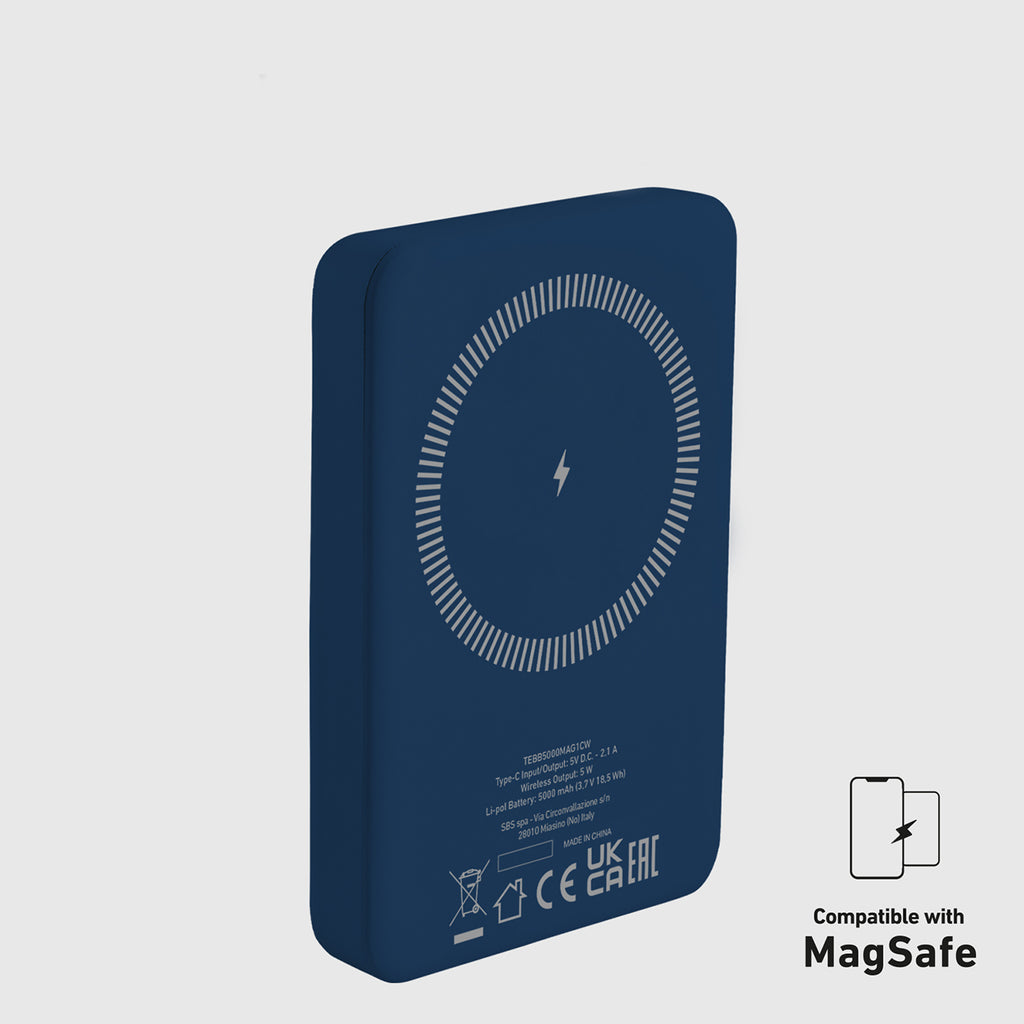 SBS išorinė baterija TEBB5000MAG1CB 5000 mAh suderinama su MagSafe - mėlyna