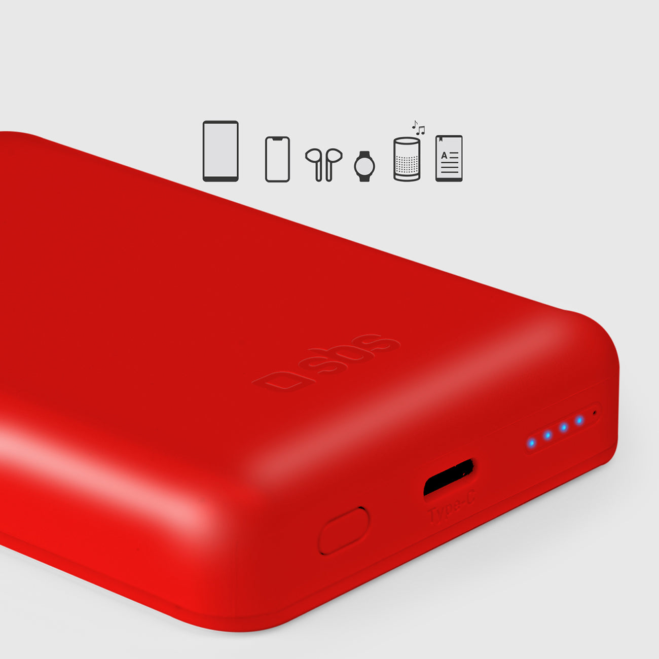 SBS išorinė baterija TEBB5000MAG1CR 5000 mAh suderinama su MagSafe - raudonas