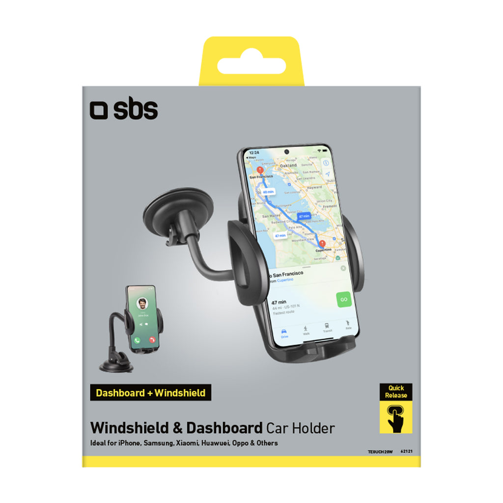 SBS TE0UCH20W išmaniojo telefono laikiklis 6.8" ant stiklo - juodas -- Cell phone holders