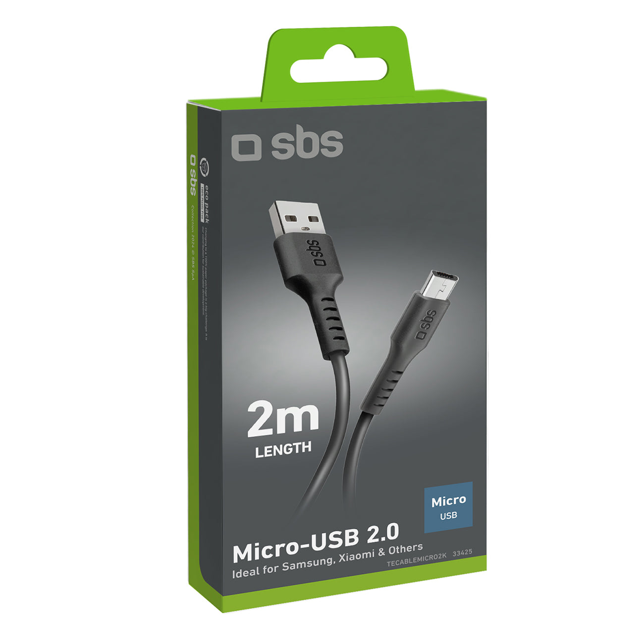 SBS TECABLEMICRO2K USB-A - Micro-USB laidas 2 m - juodas