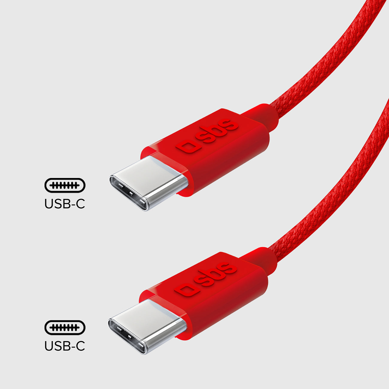 SBS TECABLETISSUETCCR USB-C - USB-C 1.5m 60W pintas laidas - raudonas