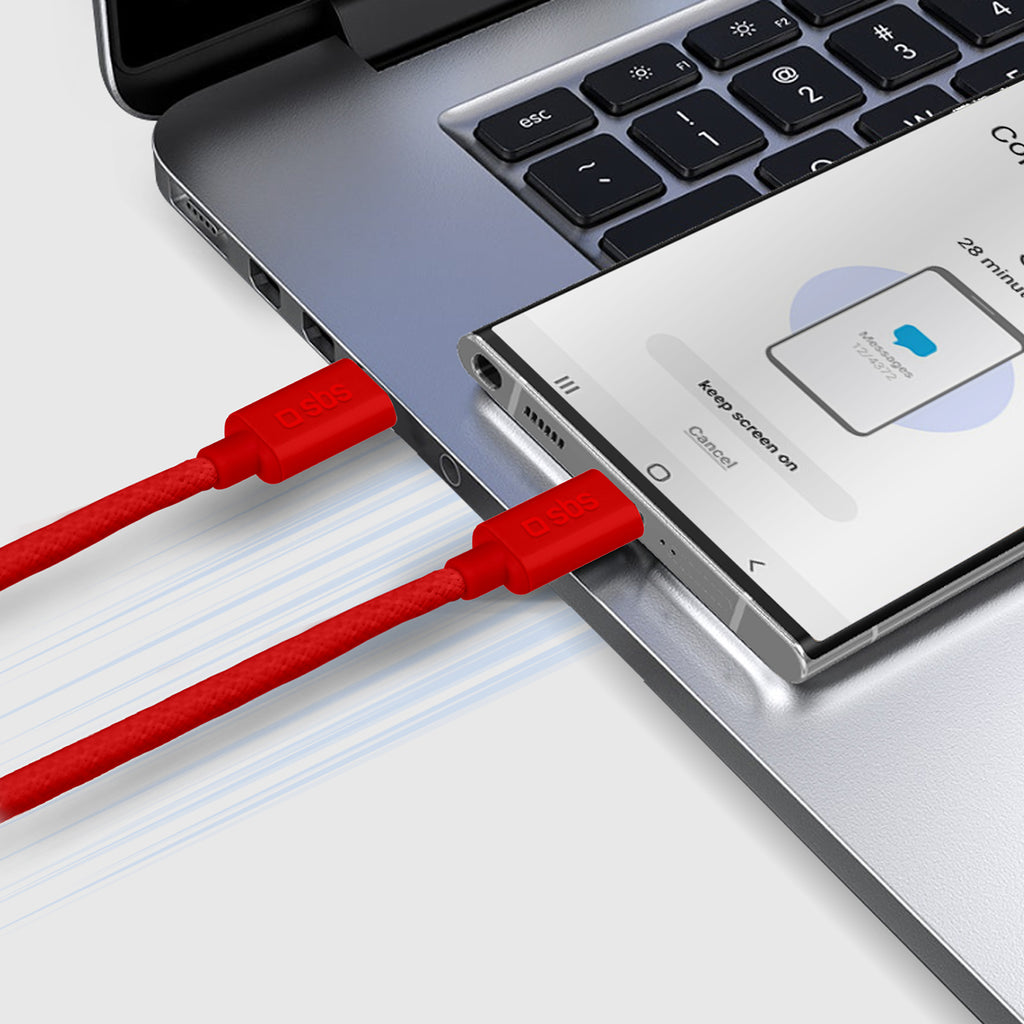 SBS TECABLETISSUETCCR USB-C - USB-C 1.5m 60W pintas laidas - raudonas