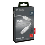 SBS TECABLETISSUETCCG USB-C - USB-C 1.5m 60W pintas laidas - pilkas