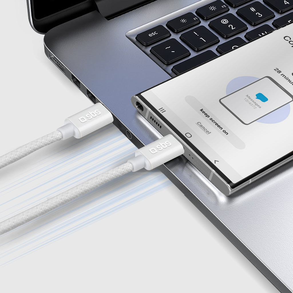 SBS TECABLETISSUETCCG USB-C - USB-C 1.5m 60W pintas laidas - pilkas