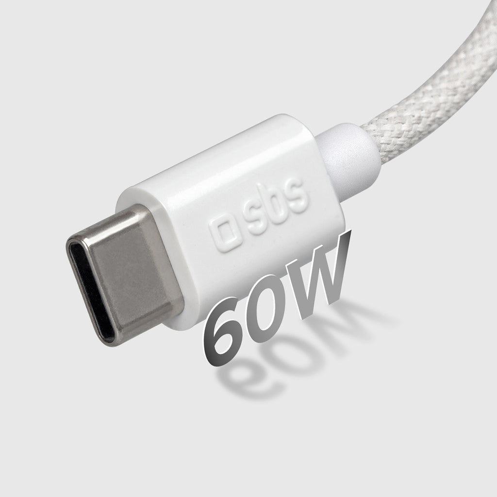 SBS TECABLETISSUETCCG USB-C - USB-C 1.5m 60W pintas laidas - pilkas