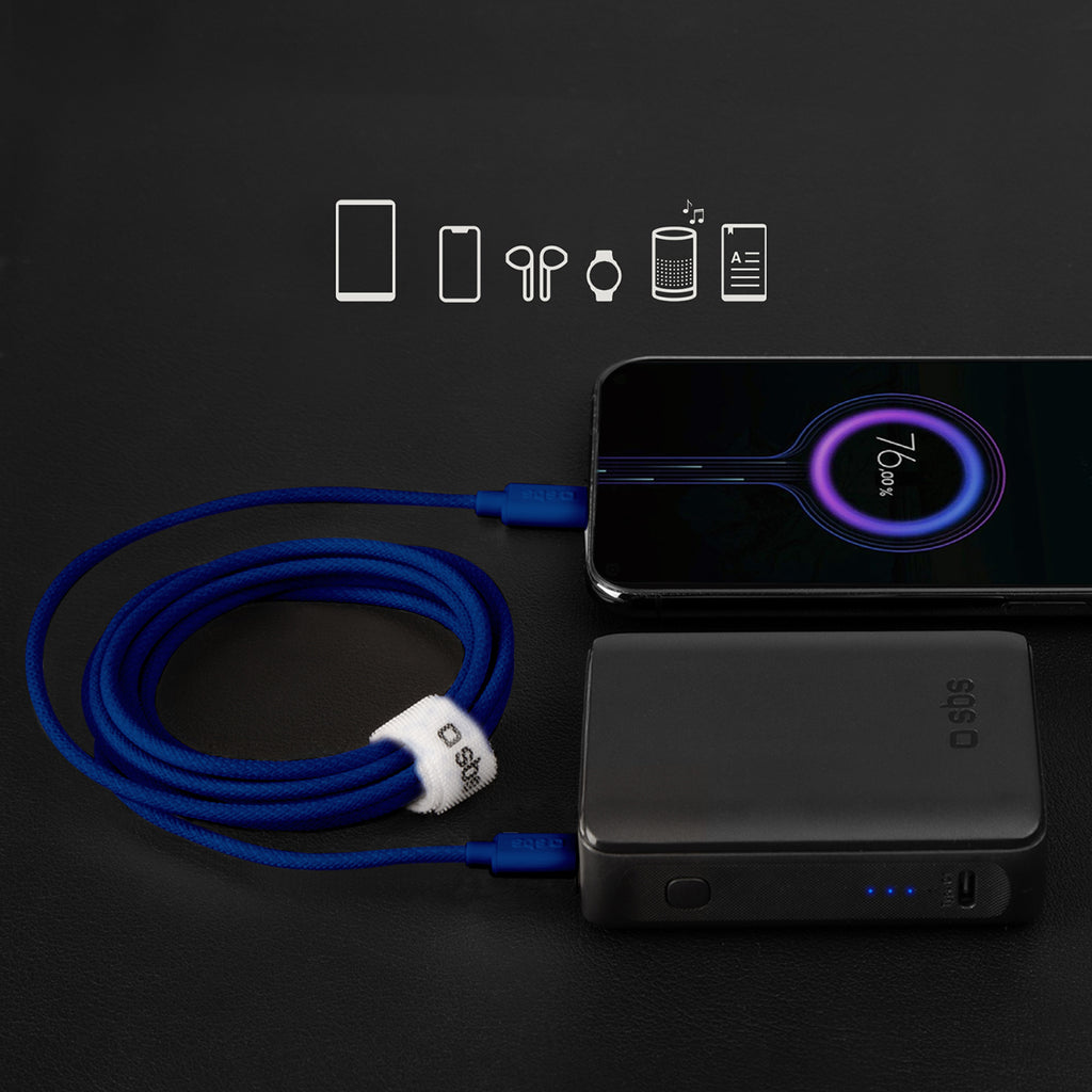 SBS TECABLETISSUETCCB USB-C - USB-C 1.5m 60W pintas laidas - mėlynas
