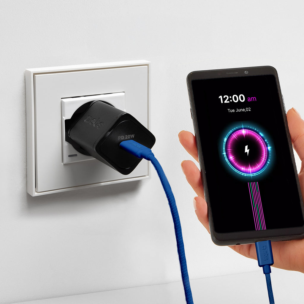 SBS TECABLETISSUETCCB USB-C - USB-C 1.5m 60W pintas laidas - mėlynas