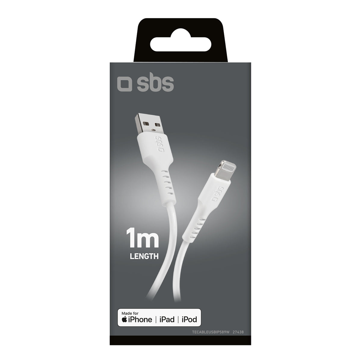 SBS TECABLEUSBIP589W USB-A - Lightning laidas - baltas