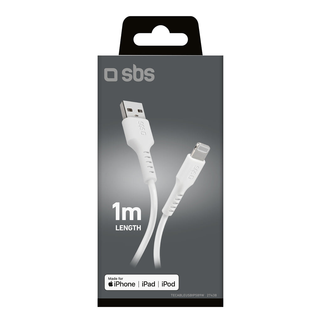 SBS TECABLEUSBIP589W USB-A - Lightning laidas - baltas