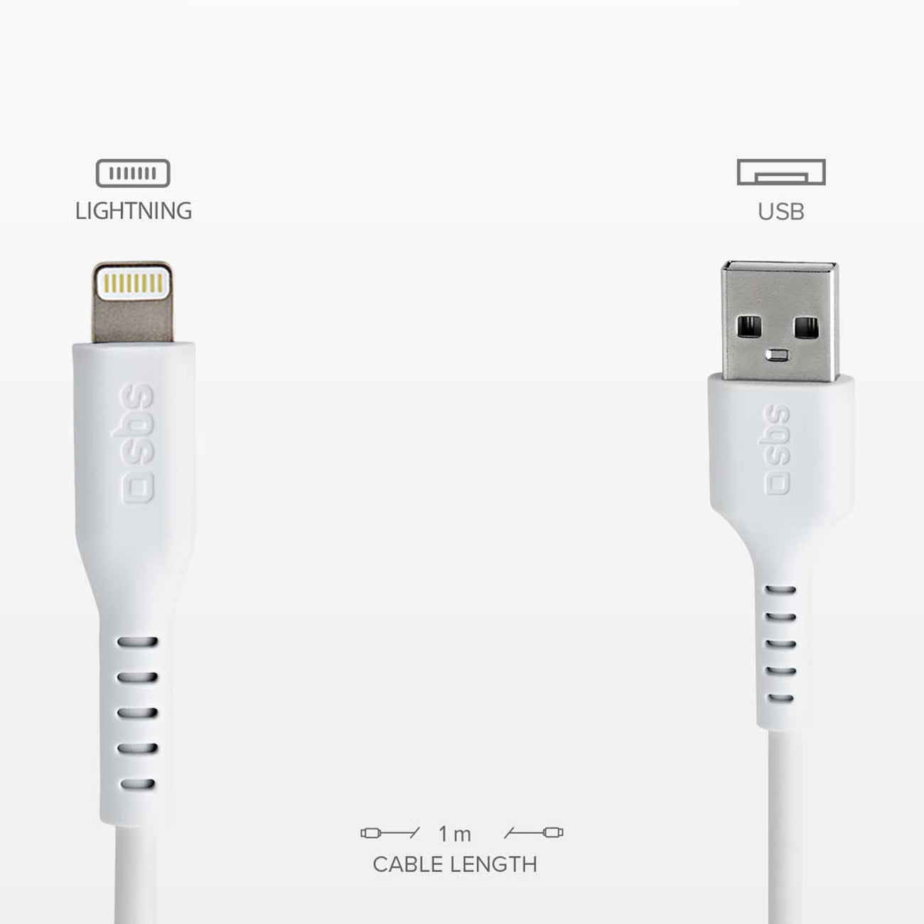 SBS TECABLEUSBIP589W USB-A - Lightning laidas - baltas