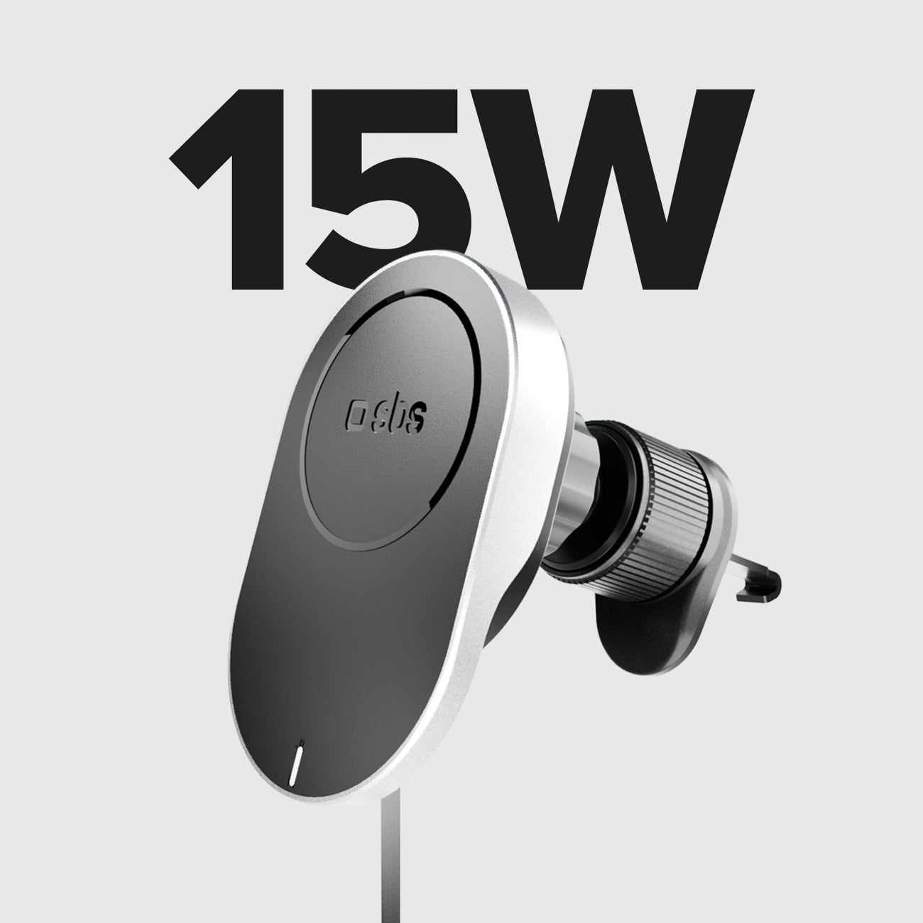 SBS TESUPP15WRETRACABL belaidis įkroviklis-laikiklis išmaniajam telefonui su ištraukiamu kabeliu, suderinamas su MagSafe - juodas