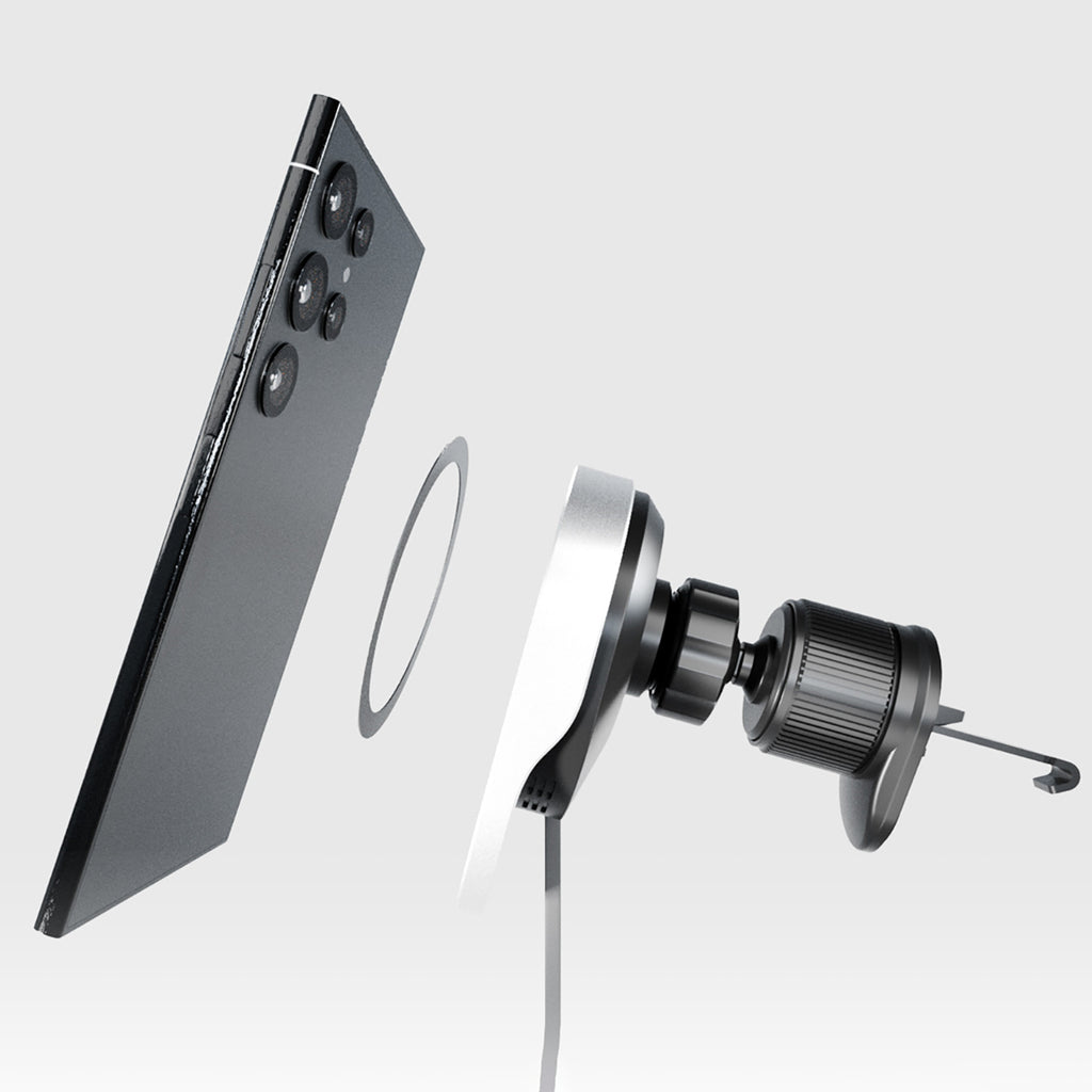 SBS TESUPP15WRETRACABL belaidis įkroviklis-laikiklis išmaniajam telefonui su ištraukiamu kabeliu, suderinamas su MagSafe - juodas