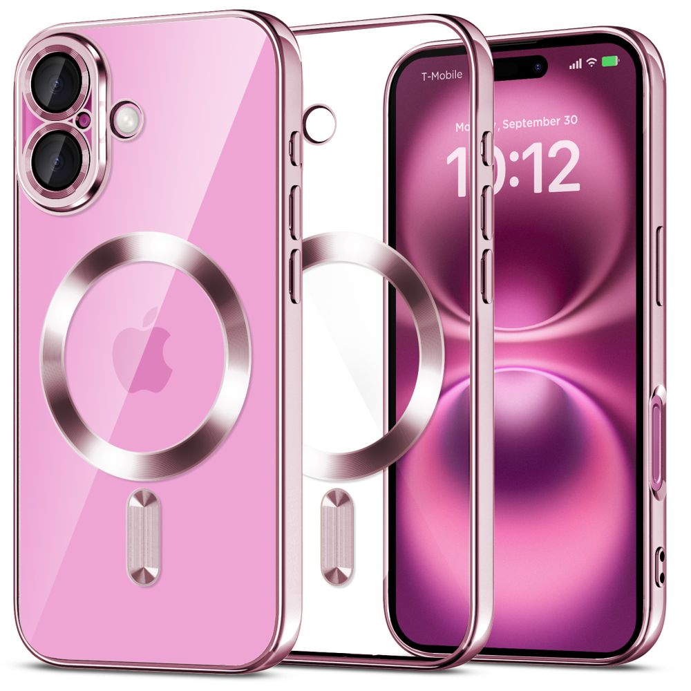 Tech-Protect MagFlex MagSafe dėklas iPhone 16 – skaidrus/rožinis -- iPhone 16