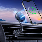Wozinsky WCT5-6S4Y automobilinis laikiklis oro grotelių tvirtinimui su Qi/MagSafe 15W indukciniu įkrovikliu juodas