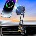 Wozinsky WCT5-6S2Y automobilinis laikiklis su Qi/MagSafe 15W belaidžiu įkrovikliu ir oro grotelių ventiliatoriumi juodas
