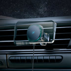 Wozinsky WCT5-Q6S2Y automobilinis laikiklis ventiliacijos grotelėms su Qi/MagSafe 15W indukciniu įkrovikliu ir ventiliatoriumi juodas