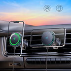 Wozinsky WCT5-Q6S2Y automobilinis laikiklis ventiliacijos grotelėms su Qi/MagSafe 15W indukciniu įkrovikliu ir ventiliatoriumi juodas