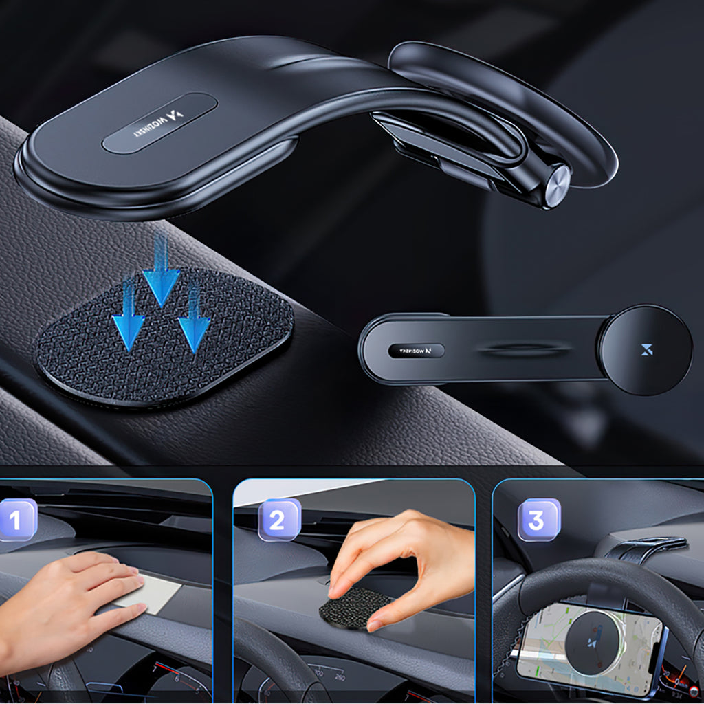 Wozinsky WCZ2Y2S magnetinis automobilinis laikiklis su 15W MagSafe indukciniu įkrovikliu automobilio kokpitui juodas