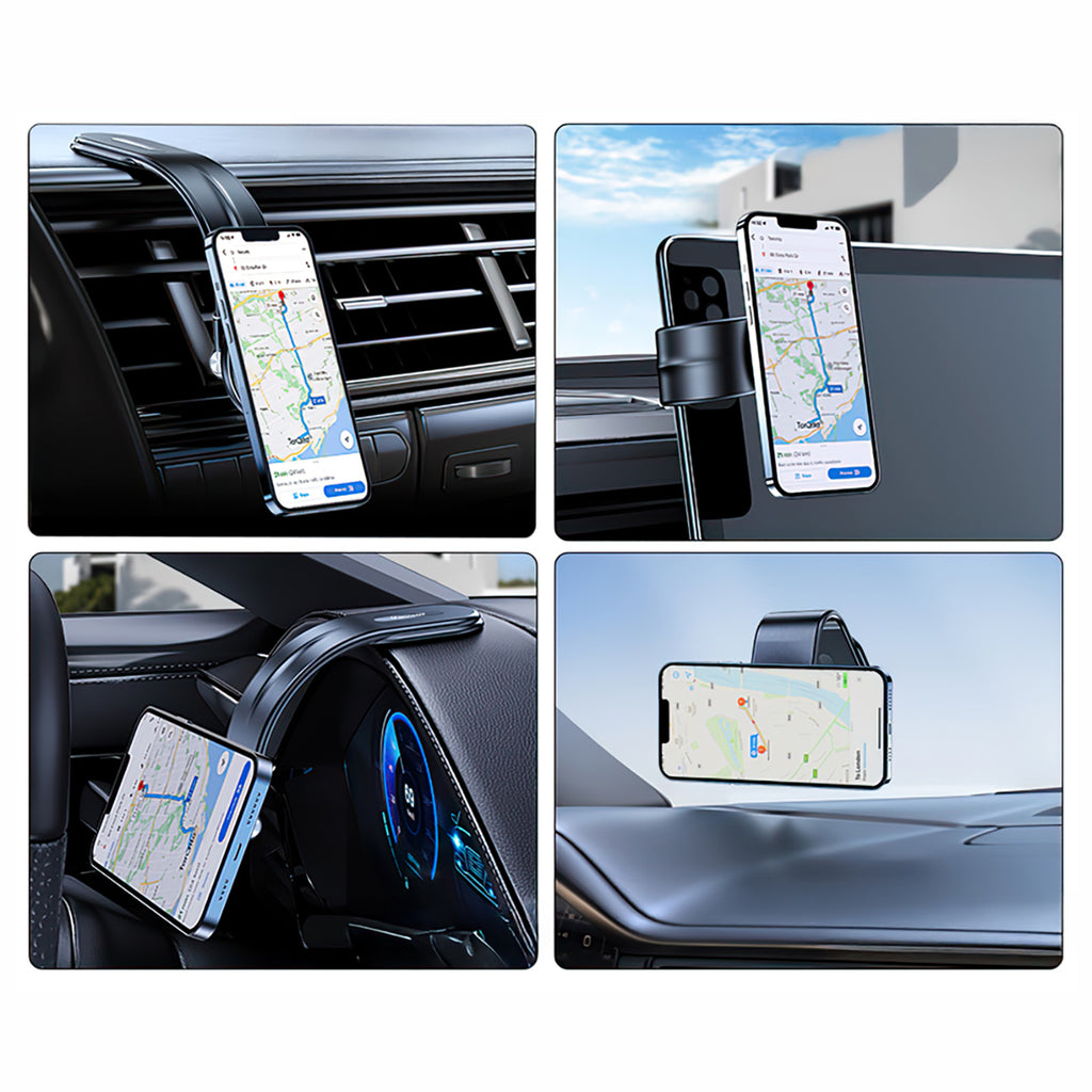 Wozinsky WCZ2Y2S magnetinis automobilinis laikiklis su 15W MagSafe indukciniu įkrovikliu automobilio kokpitui juodas