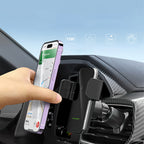 Wozinsky WEDZ-3Y8S spaustukinis automobilinis laikiklis su 15W indukciniu įkrovikliu telefonui ant oro grotelių juodas