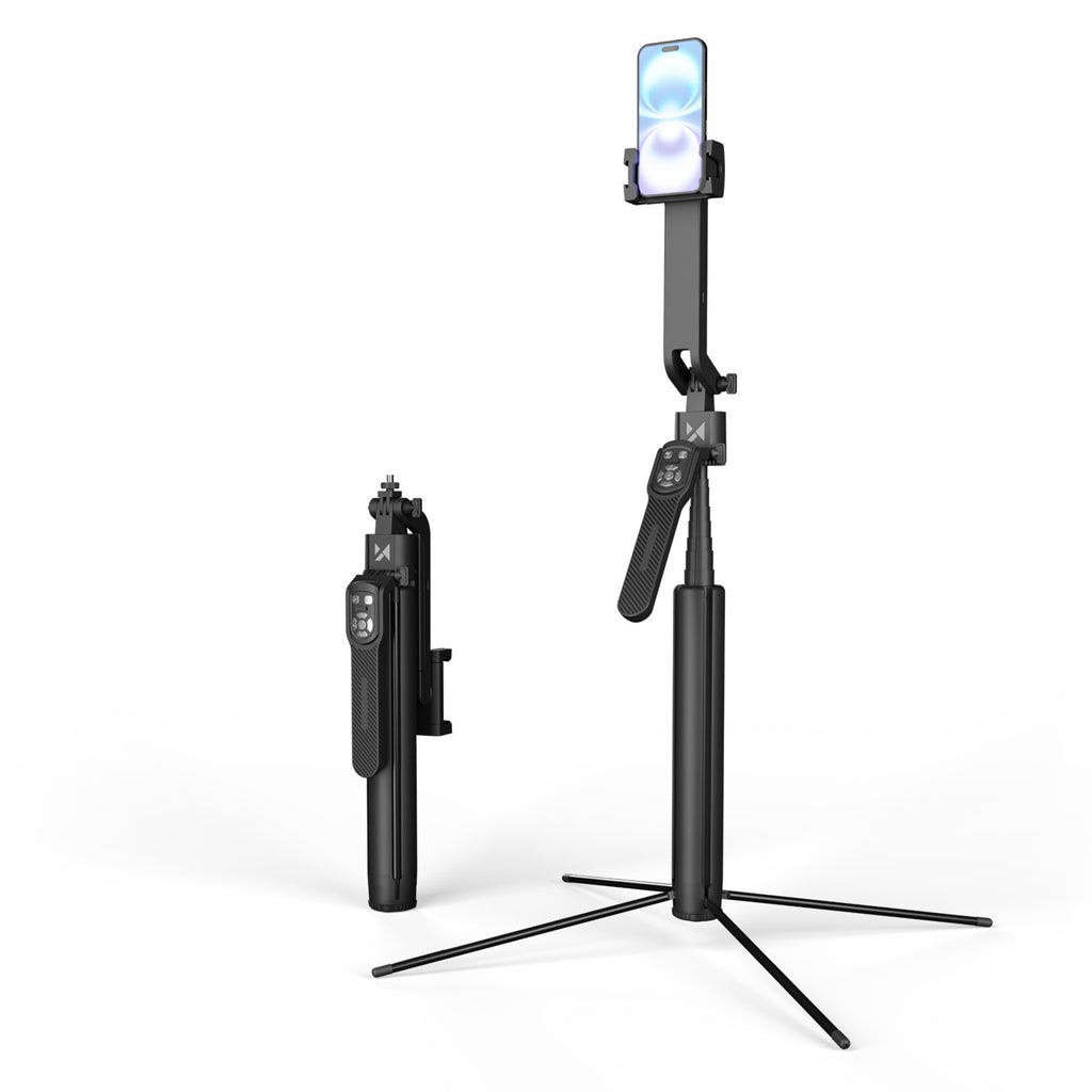 Wozinsky WST-360YS Asmenukių lazda su trikojo funkcija ir 360° AI automatiniu veido sekimu bei gestų valdymu - Juoda --...