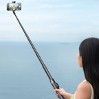 Asmenukių lazda Wozinsky WRZP1 su automatiškai išsiskleidžiančiomis kojomis, trikojo funkcija, 1,7 m - juoda -- Selfie...