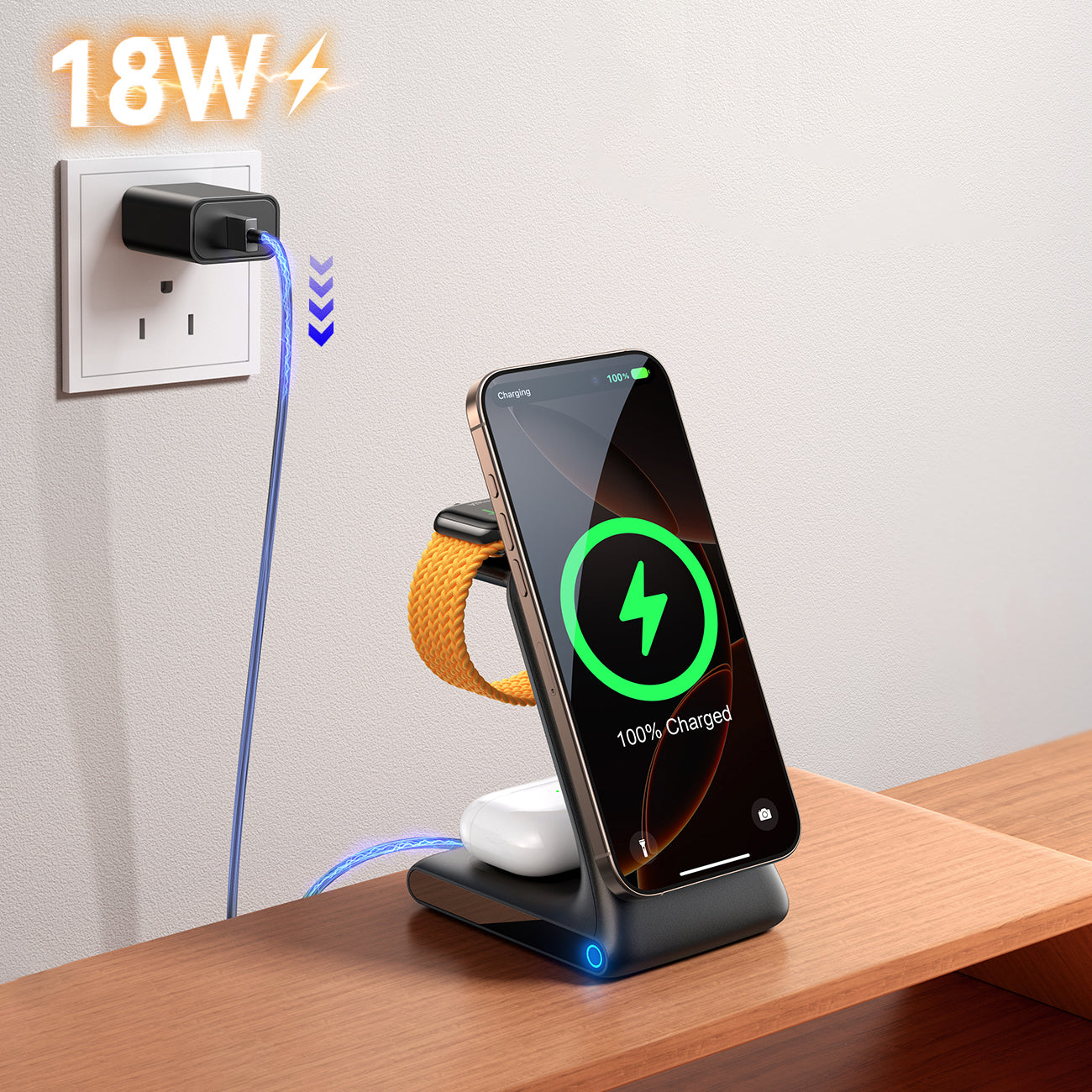 Joyroom JR-W15 belaidis įkroviklis 3 in 1 įkrovimo stotelė su MagSafe - juodas