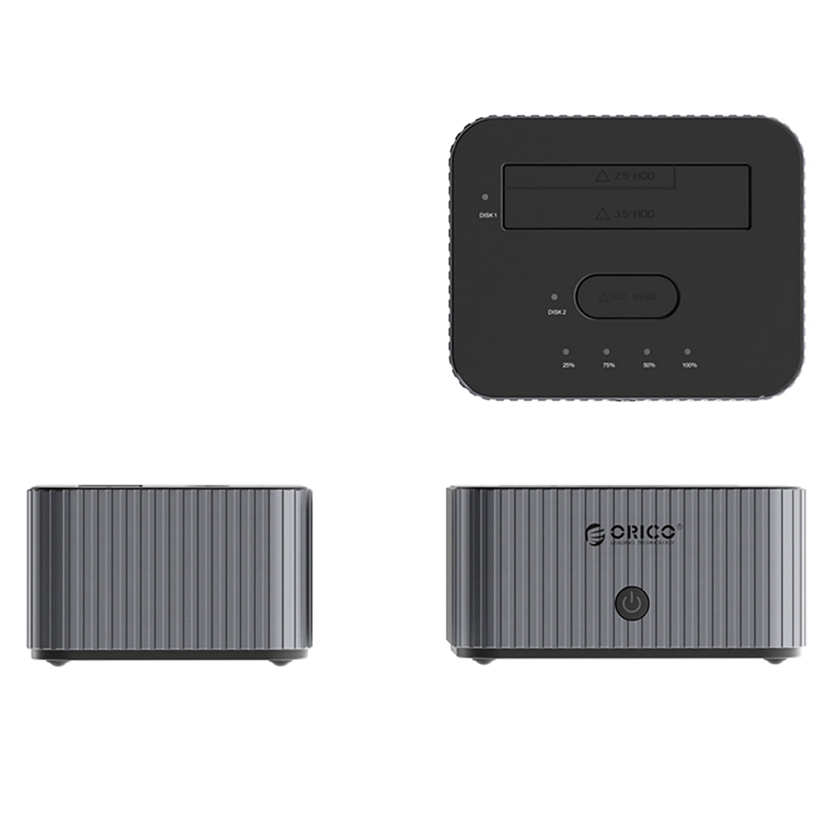 Orico IT28E-C 2 diskų dokavimo stotis su M.2 NVME 2.5"/3.5" HDD/2.5" SSD klonavimo funkcija - Pilka -- Hard Drive Adapters