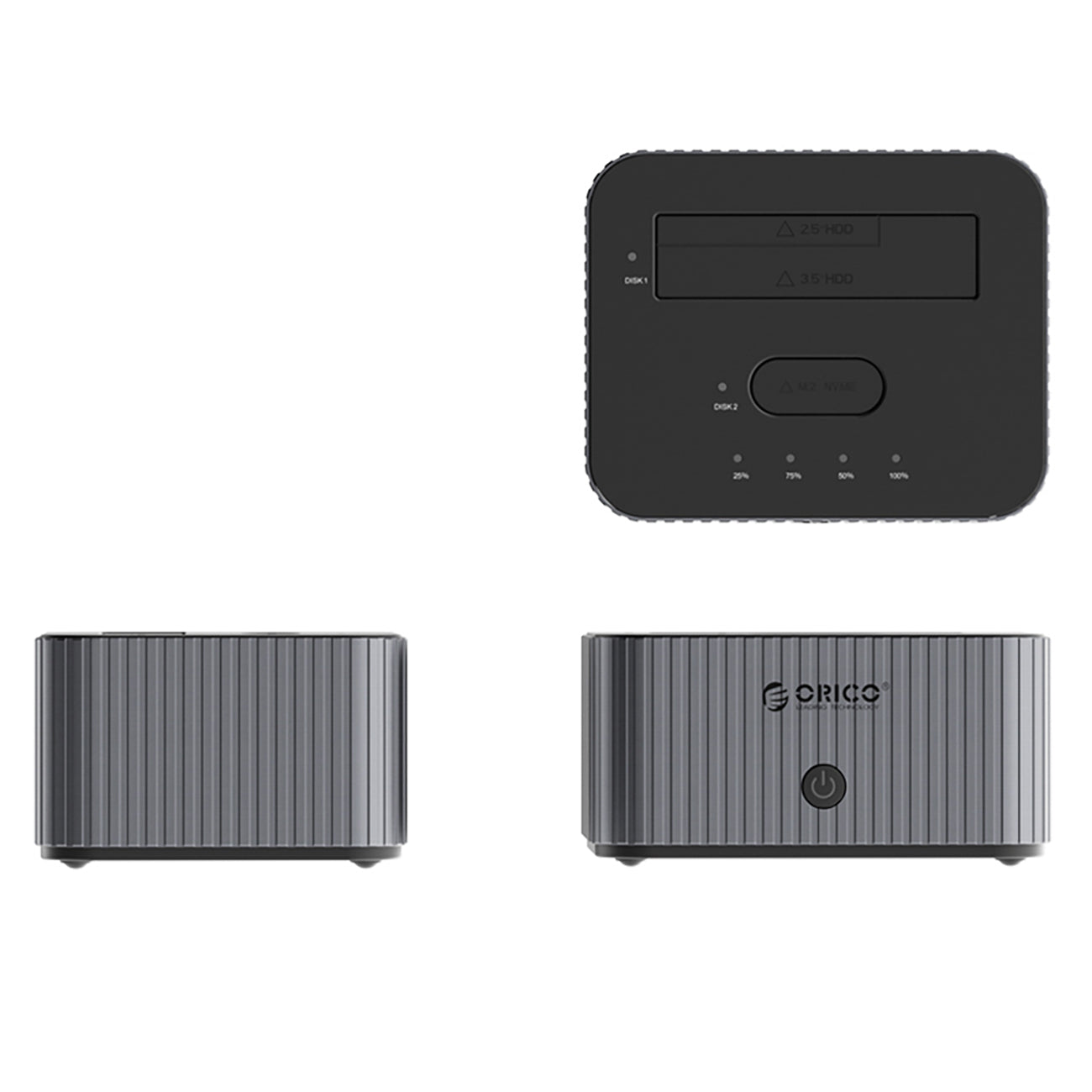 Orico IT28E-C 2 diskų dokavimo stotis su M.2 NVME 2.5"/3.5" HDD/2.5" SSD klonavimo funkcija - Pilka -- Hard Drive Adapters
