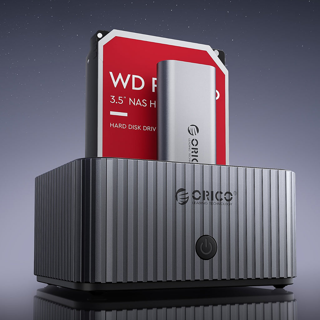 Orico IT28E-C 2 diskų dokavimo stotis su M.2 NVME 2.5"/3.5" HDD/2.5" SSD klonavimo funkcija - Pilka -- Hard Drive Adapters