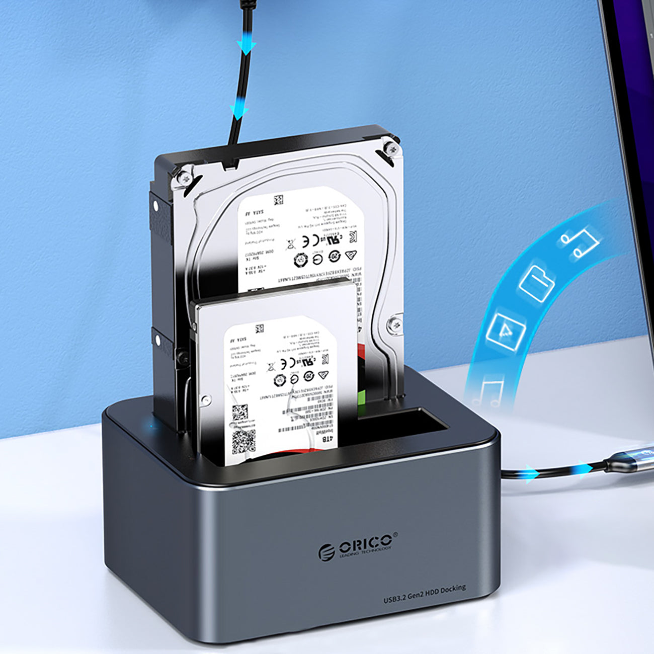 Orico 6646C3-C 4 diskų dokavimo stotis su autonominio klonavimo funkcija 2.5"/3.5" SATA HDD/SSD - Pilka -- Hard Drive...