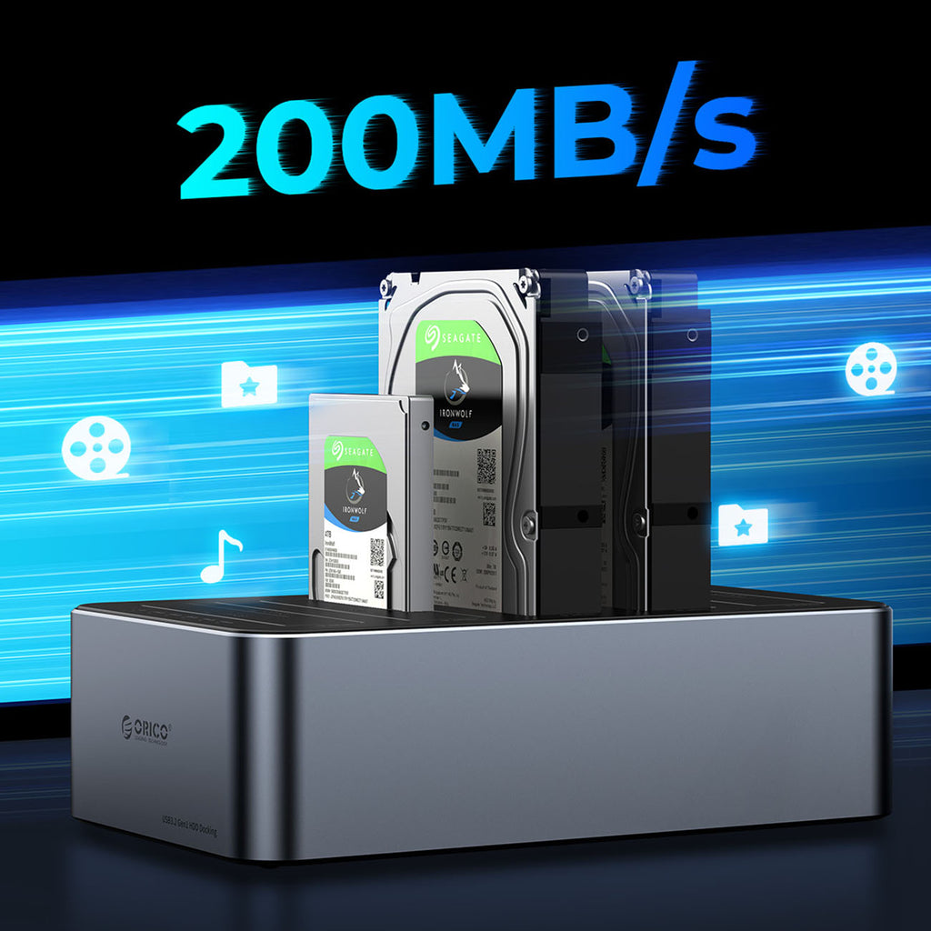 Orico 6656C3-C 5 lizdų dokavimo stotis su autonominio klonavimo funkcija 2.5"/3.5" SATA HDD/SSD - Pilka -- Hard Drive...