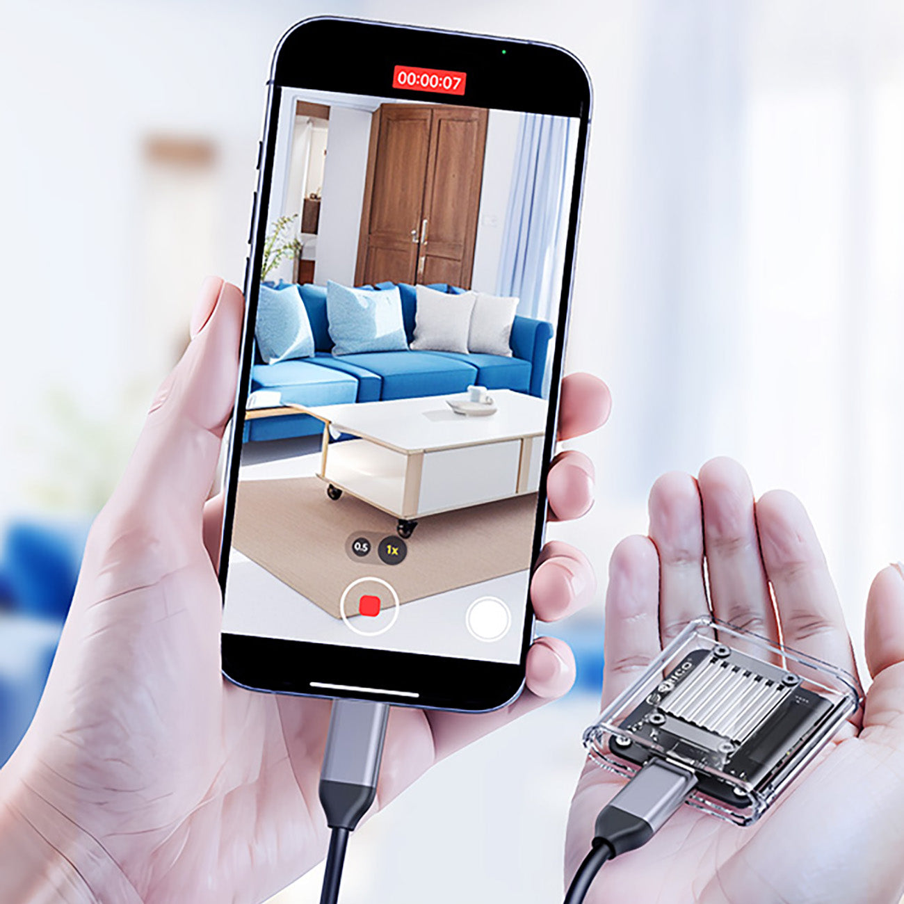 Orico TC20-M2-10G M.2 NVMe USB-C 3.2 disko kišenė - skaidri -- Hard Drive Adapters