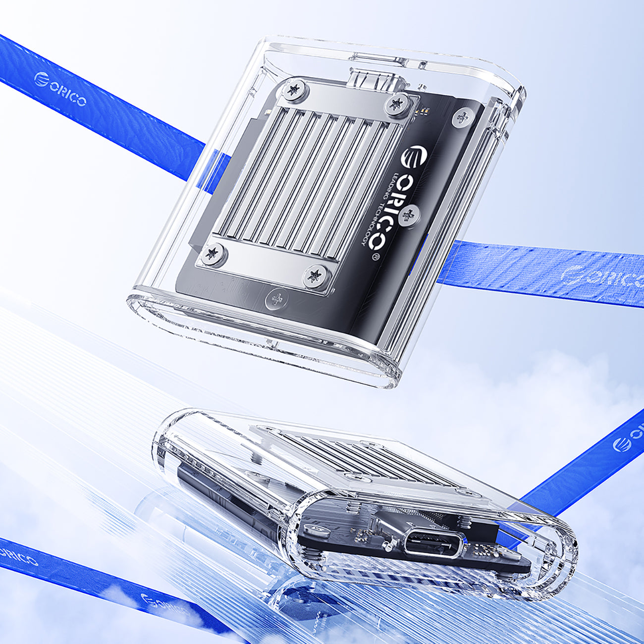 Orico TC20-M2-10G M.2 NVMe USB-C 3.2 disko kišenė - skaidri -- Hard Drive Adapters