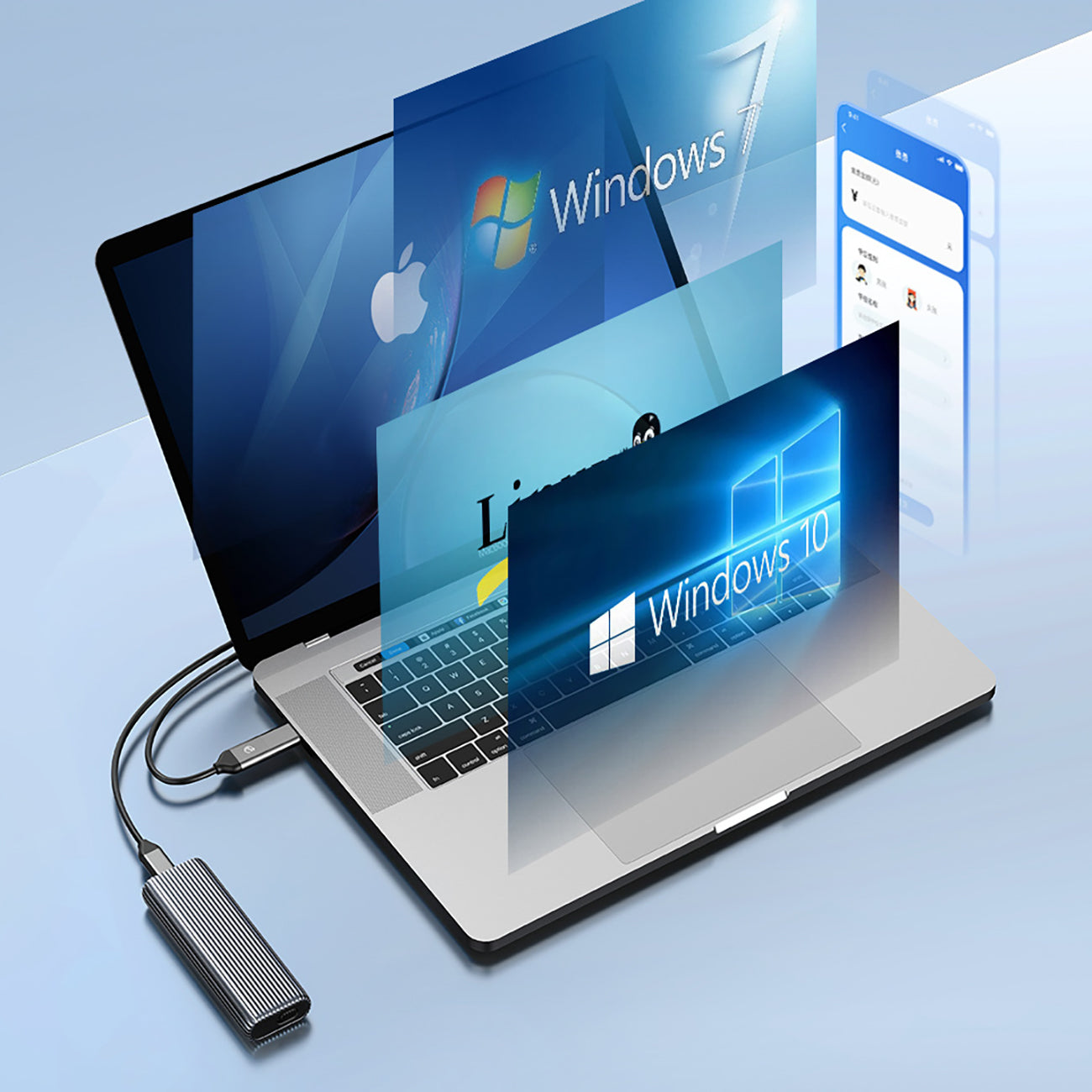 Orico AM2C3-G2 M.2 NVMe USB-C 3.2 disko kišenė - pilka -- Hard Drive Adapters