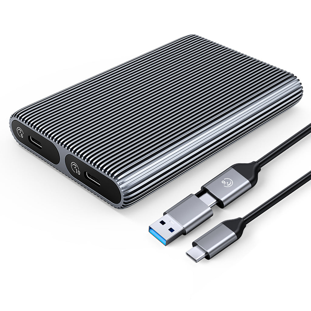 Orico AM2C3-2N dviguba diskų dėklas dviem diskais: M.2 SATA ir NVME USB-C 3.2 10Gb/s - Pilka -- Hard Drive Adapters