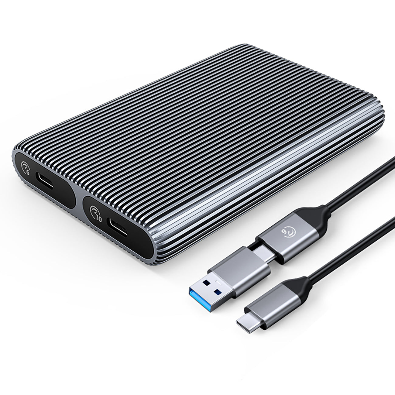 Orico AM2C3-2N dviguba diskų dėklas dviem diskais: M.2 SATA ir NVME USB-C 3.2 10Gb/s - Pilka -- Hard Drive Adapters