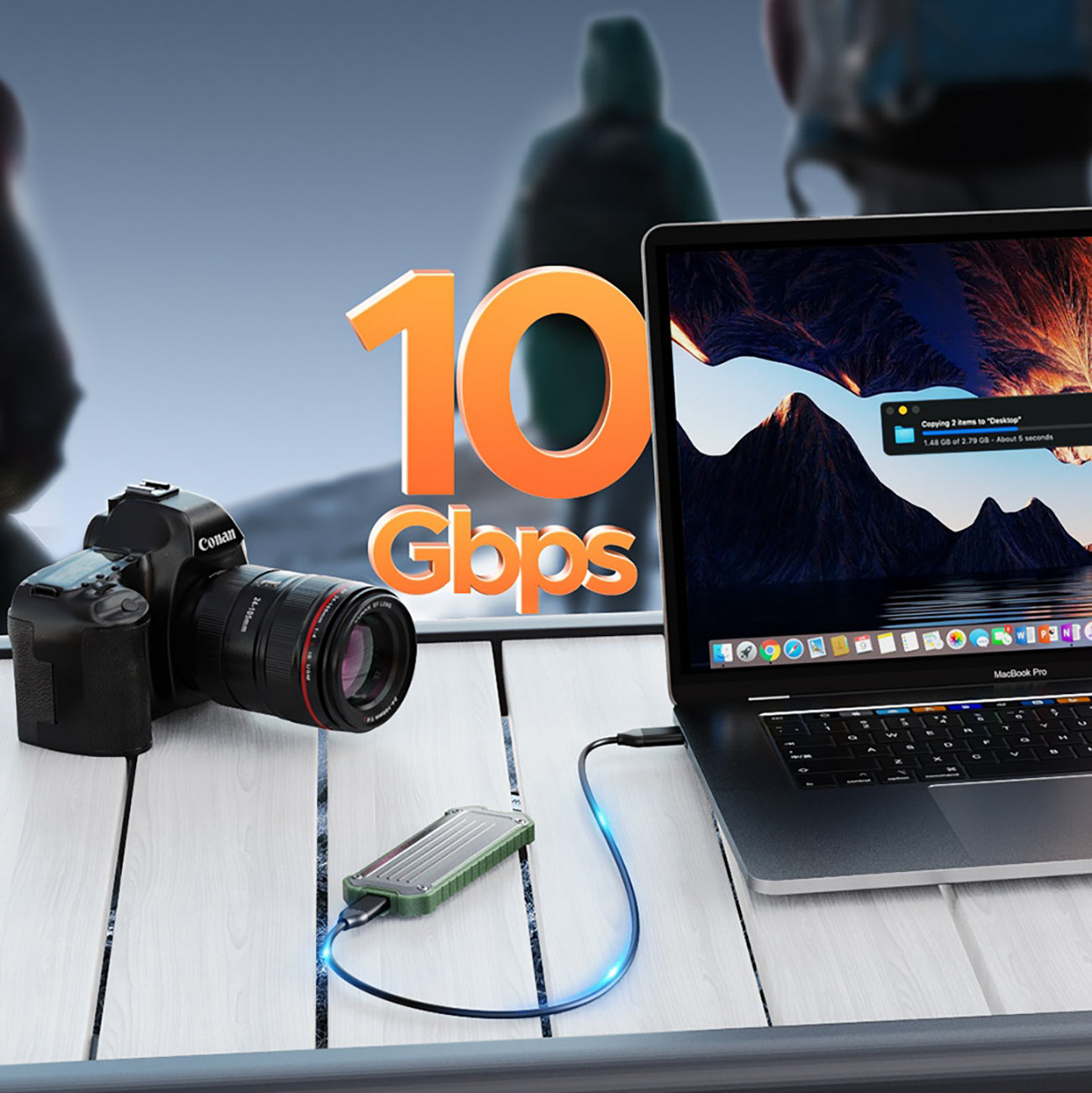 Sustiprintoji disko kišenė Orico OTPX-G2 M.2 NVMe/SATA SSD USB-C 3.2 taktinė - pilkai žalia -- Hard Drive Adapters
