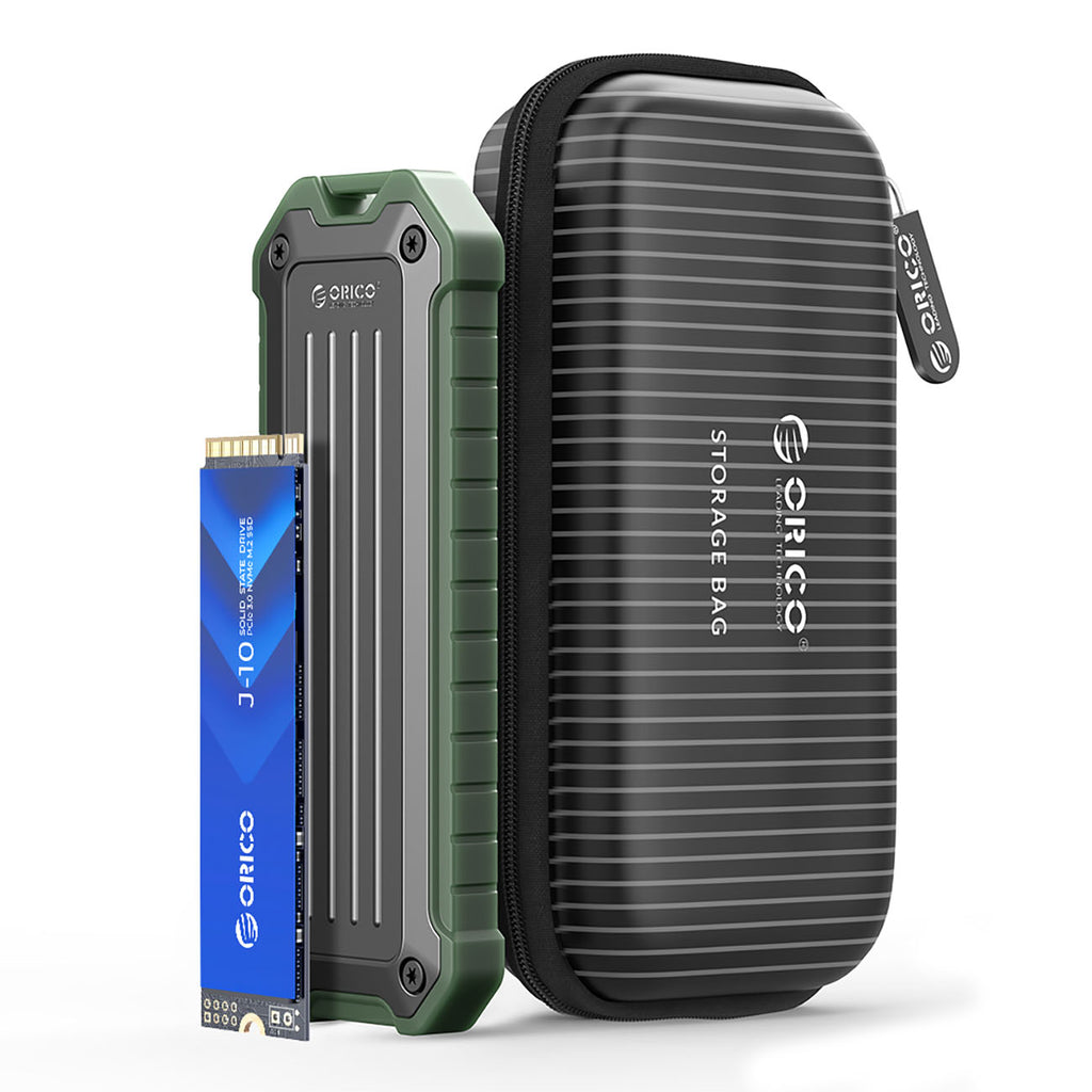 Sustiprintoji disko kišenė Orico OTPX-G2 M.2 NVMe/SATA SSD USB-C 3.2 taktinė - pilkai žalia -- Hard Drive Adapters