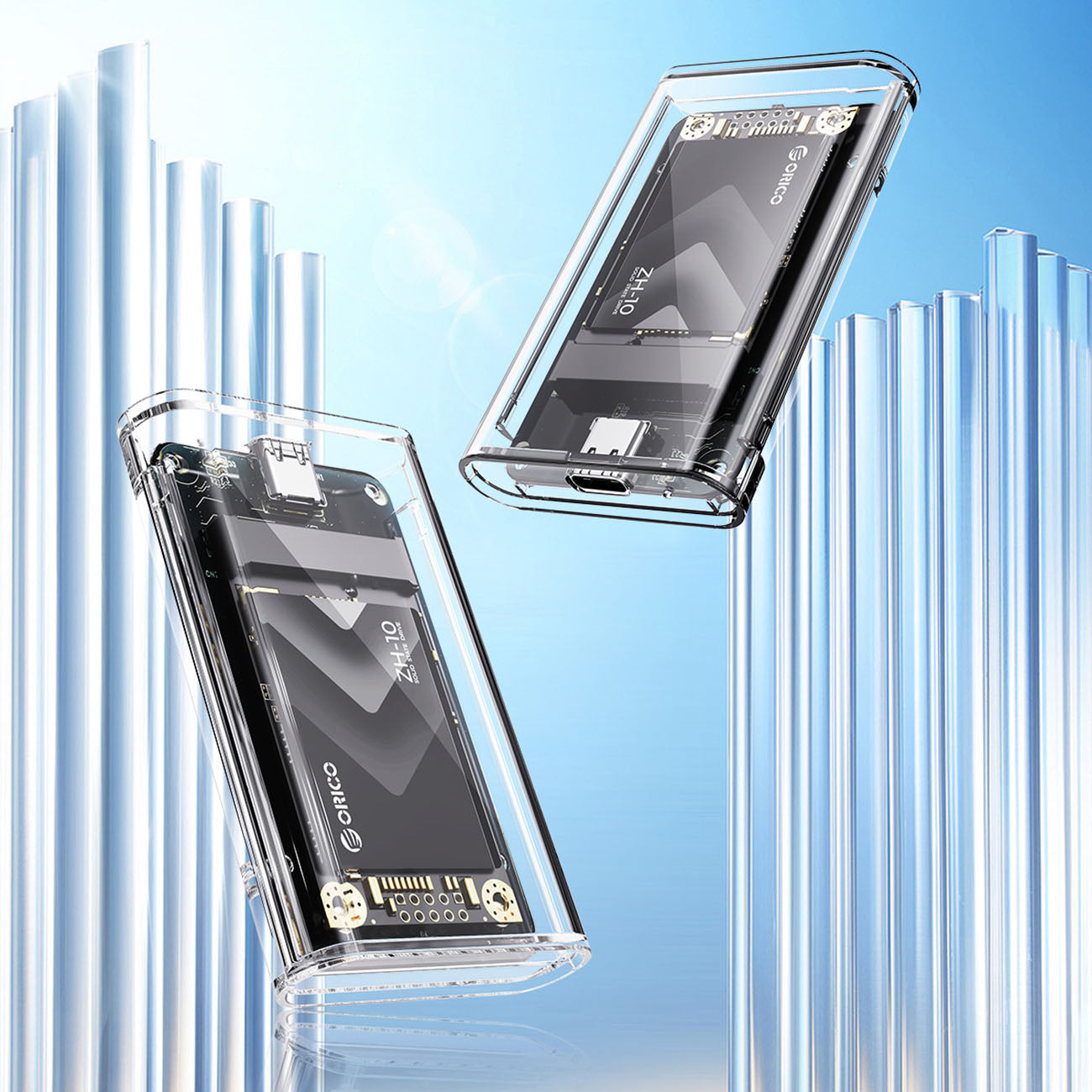 Orico TC10-MS mSATA USB-C 3.2 5Gb/s diskų dėklas - Permatomas -- Hard Drive Adapters