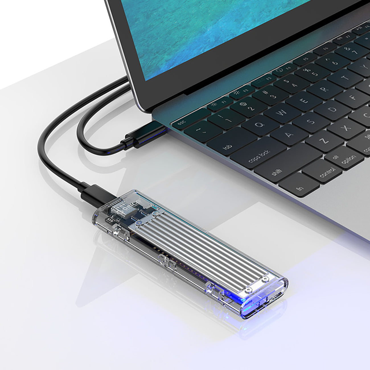 Orico TCM2-C3 M.2 NVME į USB-C 10Gb/s diskų dėžutė - pilka -- Hard Drive Adapters