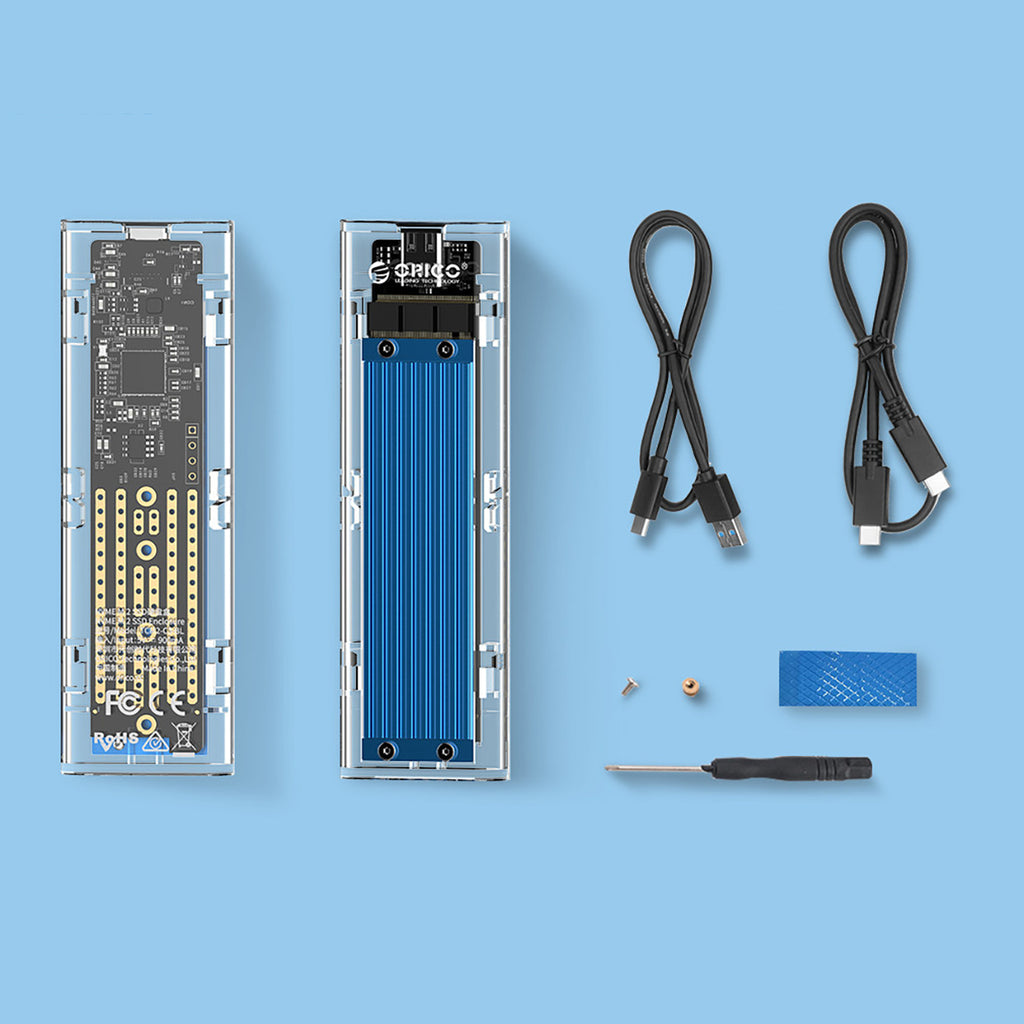 Orico TCM2-C3 M.2 NVME į USB-C 10Gb/s Disko Dėklas – Mėlynas -- Hard Drive Adapters